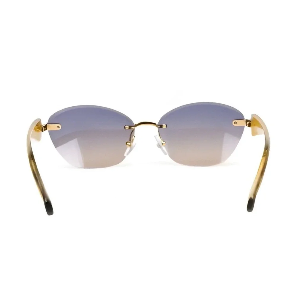 Rimless Butterfly‎ Gradient Sunglasses Gold Hardware Marbled Amber Lentes Gafas